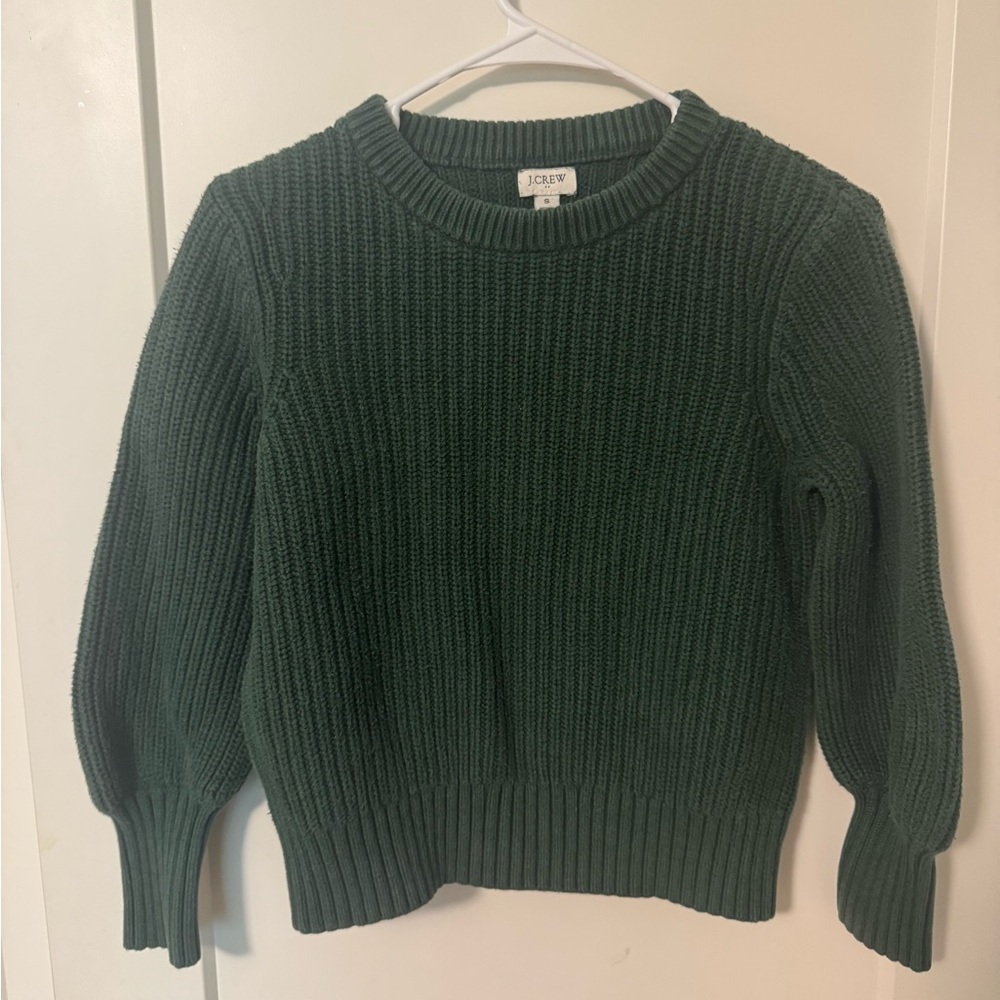 J. Crew Deep Green Ribbed Crewneck Sweater